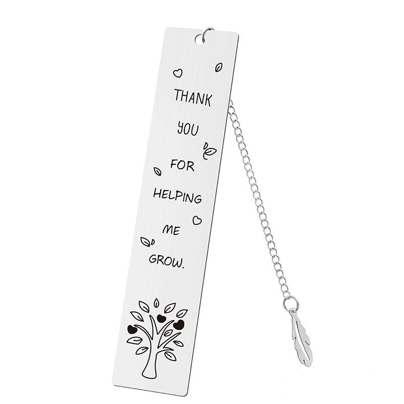 Inspirational Feather Bookmark - Stainless Steel with Motivational Quote