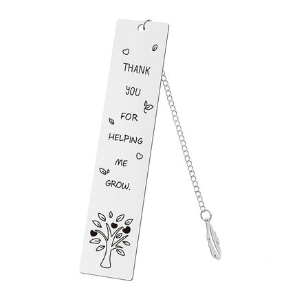 Inspirational Feather Bookmark - Stainless Steel with Motivational Quote