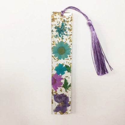 Real Flower Resin Bookmark - Pressed Botanical Page Marker with Tassel