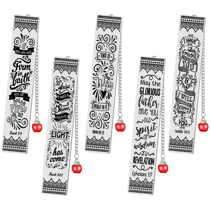 Bible Verse Bookmark - Stainless Steel with Red Apple Teacher Gift