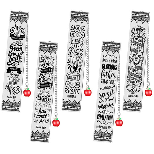 Bible Verse Bookmark - Stainless Steel with Red Apple Teacher Gift