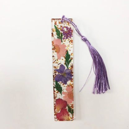 Real Flower Resin Bookmark - Pressed Botanical Page Marker with Tassel