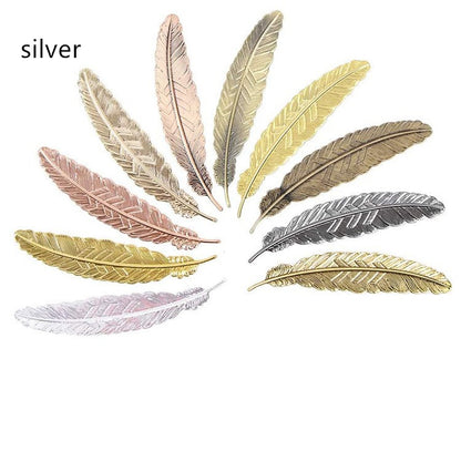 Metal Feather Bookmark - Zinc Alloy Page Marker with Tassel Hole