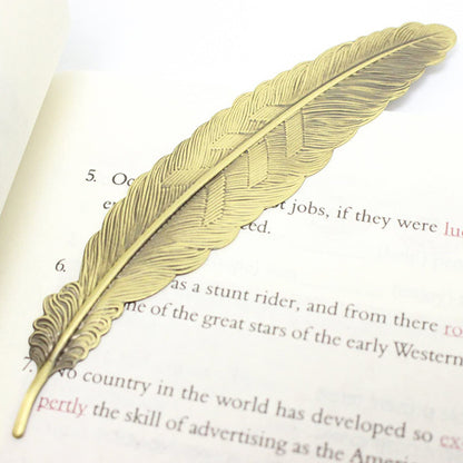 Metal Feather Bookmark - Zinc Alloy Page Marker with Tassel Hole