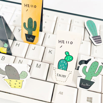 Cactus Magnetic Bookmark Set - Cute Succulent Page Markers (2-Piece)