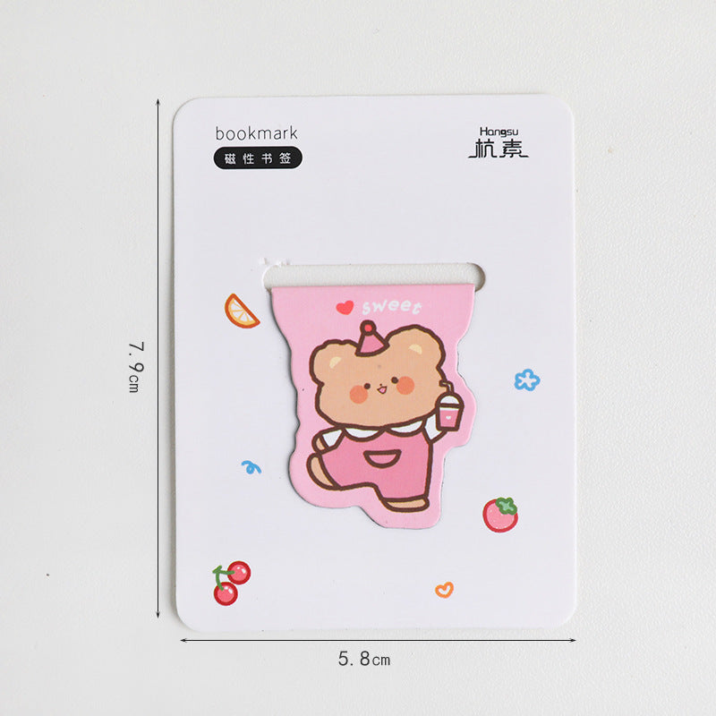 Cute Cartoon Magnetic Bookmark - Kawaii Animal Page Marker for Students