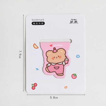 Cute Cartoon Magnetic Bookmark - Kawaii Animal Page Marker for Students