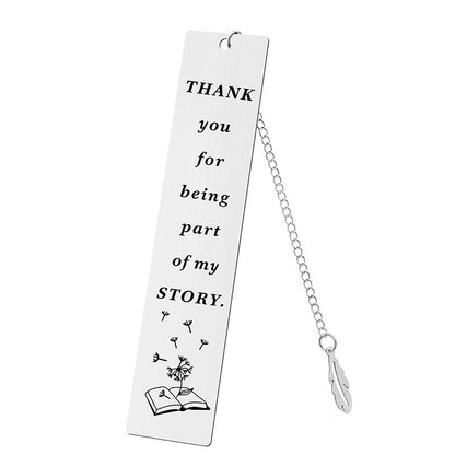 Inspirational Feather Bookmark - Stainless Steel with Motivational Quote