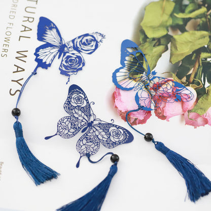 Chinese Rose Butterfly Metal Bookmark - Classical Cultural Gift Page Marker