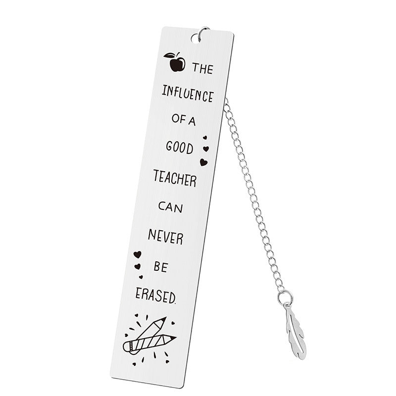 Inspirational Feather Bookmark - Stainless Steel with Motivational Quote