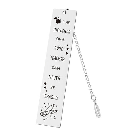 Inspirational Feather Bookmark - Stainless Steel with Motivational Quote