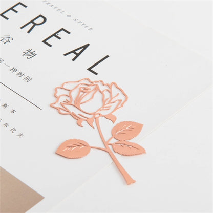 Metal Rose Bookmark - Gold Plated Flower Design Page Marker with Gift Card
