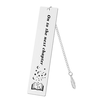 Inspirational Feather Bookmark - Stainless Steel with Motivational Quote