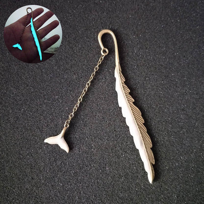 Luminous Feather Bookmark - Glow-in-Dark Metal Page Marker