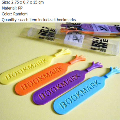 HELP ME Bookmark - Novelty Hand-Shaped Page Marker (4-Color Set)
