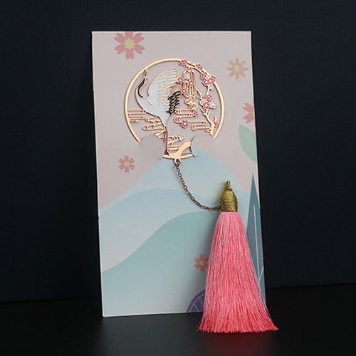 Metal Tassel Bookmark - Chinese Style Koi Peacock Fan Pendant Chain