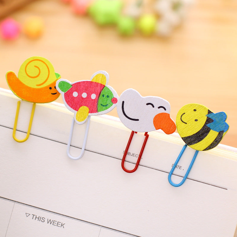 Animal Paper Clip Bookmark Set - Cute Wooden Page Markers (12-Piece)