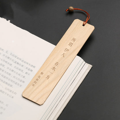 Mahogany Hibiscus Bookmark Set - Wooden Tassel Classical Chinese Gift