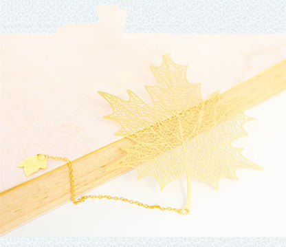 Leaf Bookmark - Hollow Brass Page Marker with Nature Design