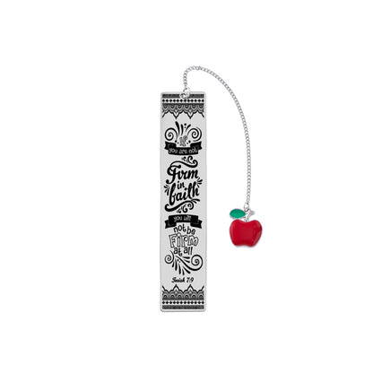 Bible Verse Bookmark - Stainless Steel with Red Apple Teacher Gift