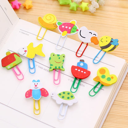 Animal Paper Clip Bookmark Set - Cute Wooden Page Markers (12-Piece)