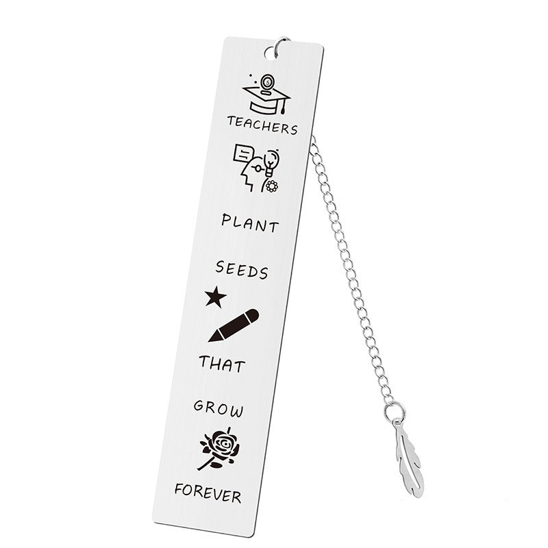 Inspirational Feather Bookmark - Stainless Steel with Motivational Quote