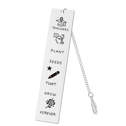 Inspirational Feather Bookmark - Stainless Steel with Motivational Quote