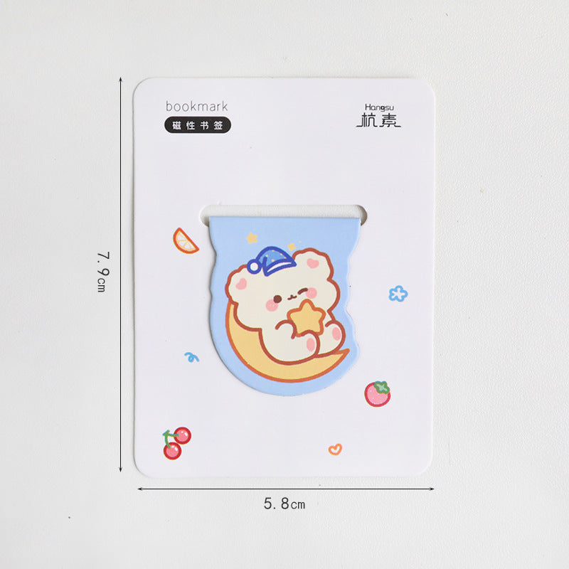 Cute Cartoon Magnetic Bookmark - Kawaii Animal Page Marker for Students