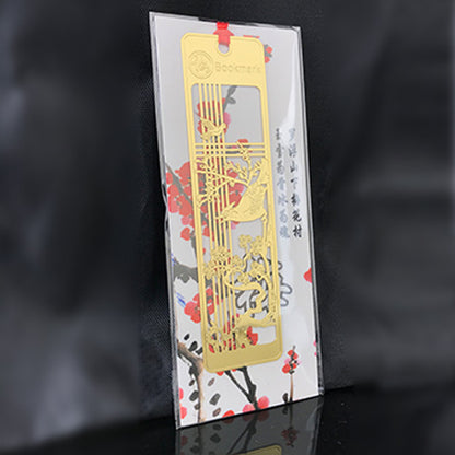Metal Hollow Bookmark - 18K Gold Plated Four Gentlemen Chinese Art Design