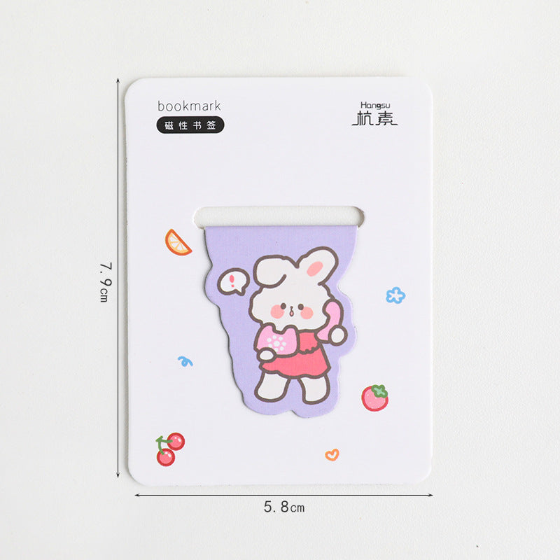 Cute Cartoon Magnetic Bookmark - Kawaii Animal Page Marker for Students