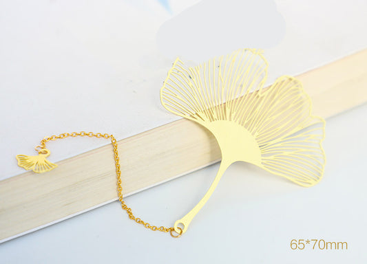 Leaf Bookmark - Hollow Brass Page Marker with Nature Design