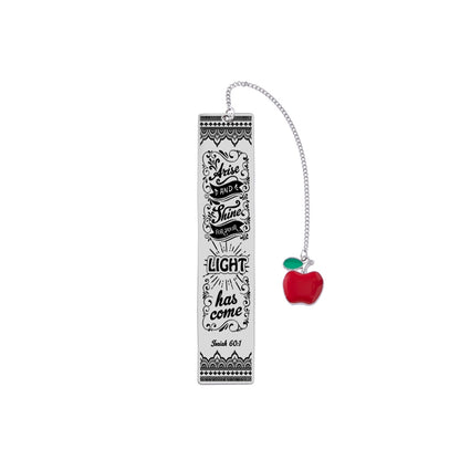 Bible Verse Bookmark - Stainless Steel with Red Apple Teacher Gift
