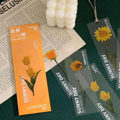 Dried Flower Bookmark Set - Natural Plant Daisy PET Page Markers (5-Pack)
