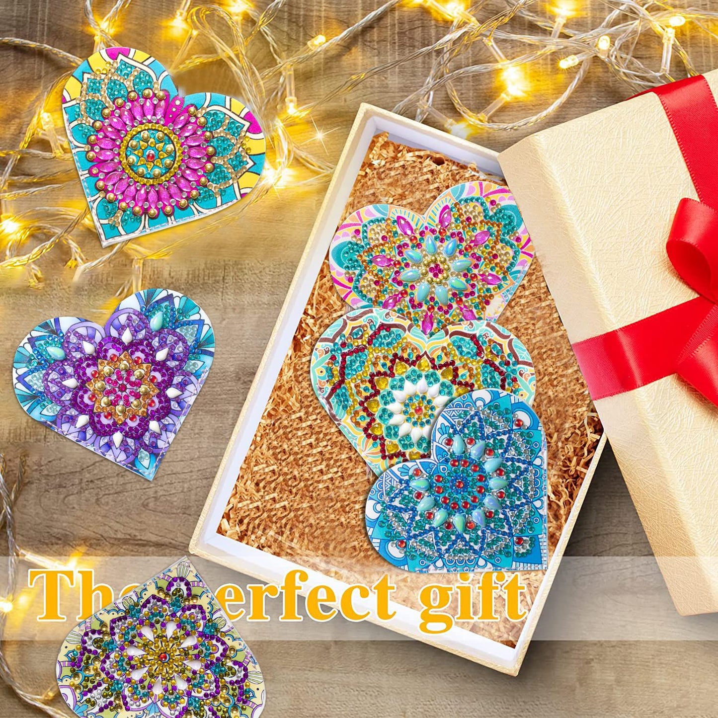 Leather Bookmark with Crystal Flowers - 6 Piece Set for Book Lovers