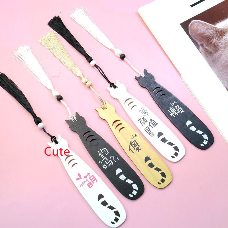 Cat Wooden Bookmark - Natural Wood Page Marker Gift for Book Lovers