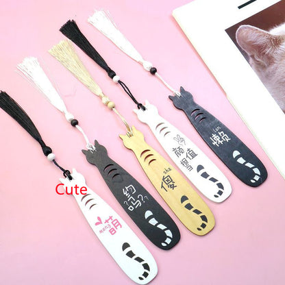 Cat Wooden Bookmark - Natural Wood Page Marker Gift for Book Lovers