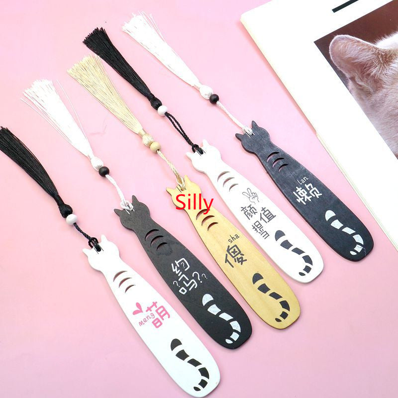Cat Wooden Bookmark - Natural Wood Page Marker Gift for Book Lovers