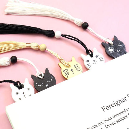 Cat Wooden Bookmark - Natural Wood Page Marker Gift for Book Lovers