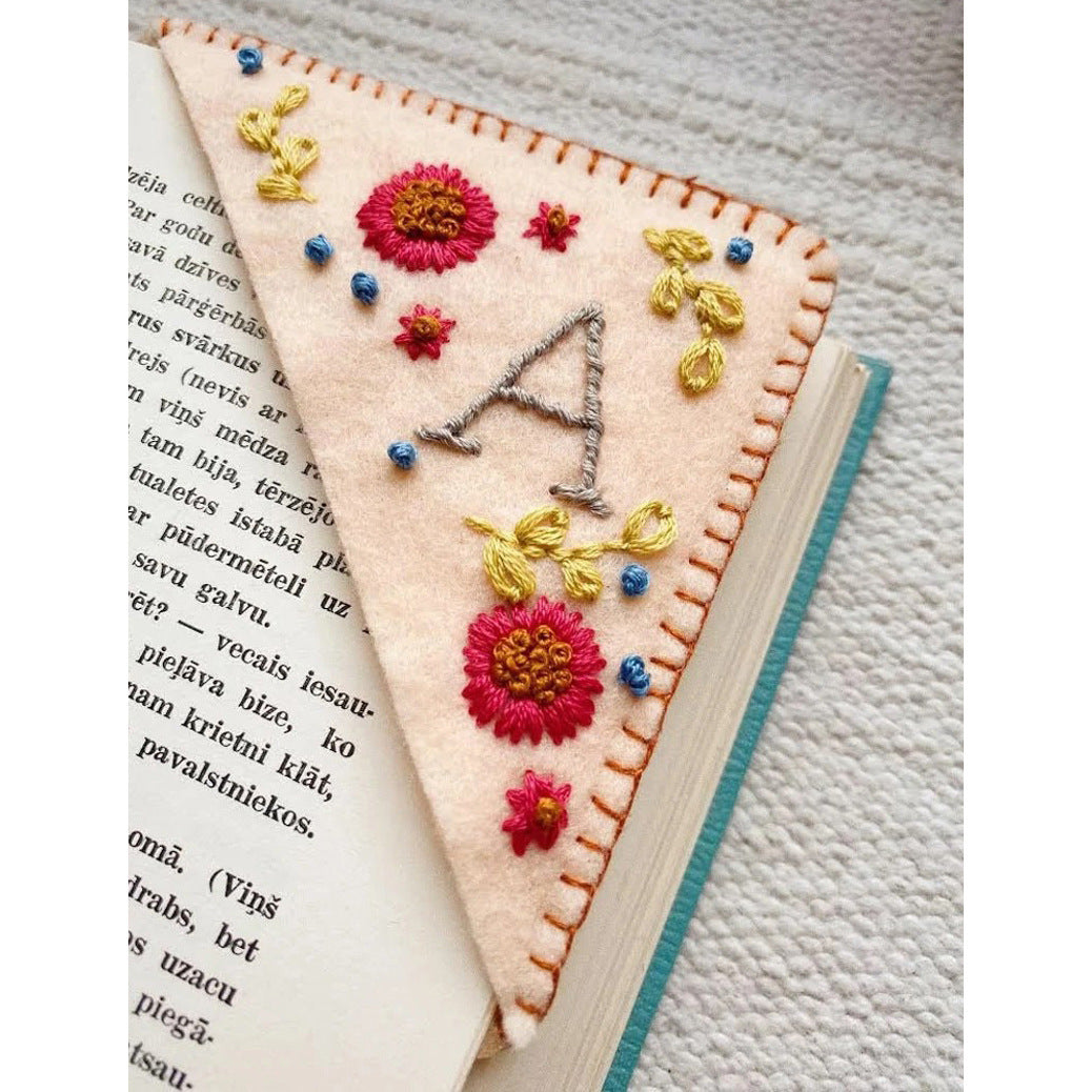 Embroidered Corner Bookmark - Personalized Four Seasons Felt Page Marker A-Z