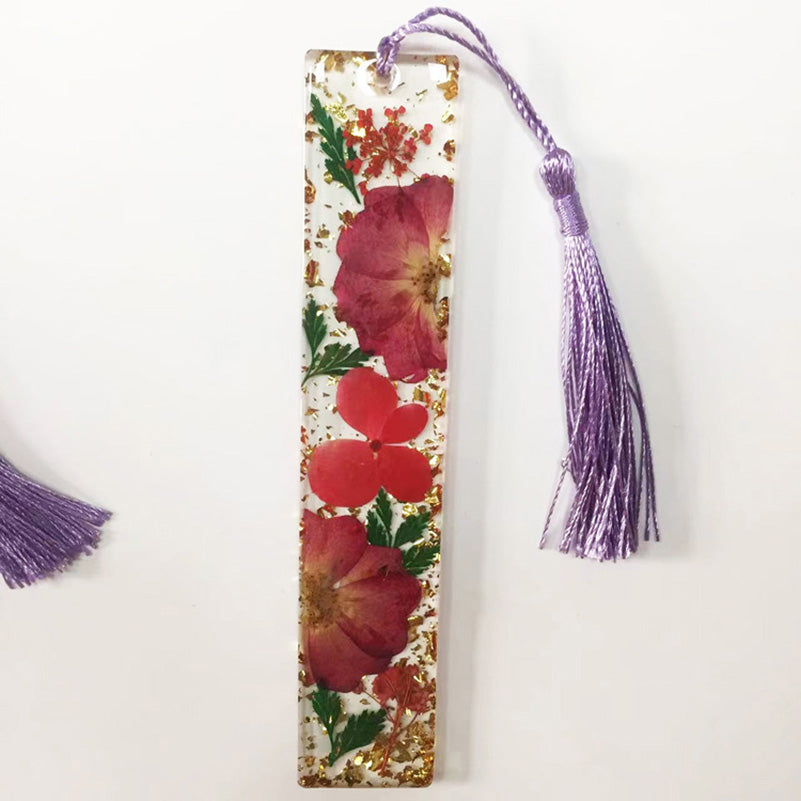 Real Flower Resin Bookmark - Pressed Botanical Page Marker with Tassel