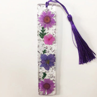Real Flower Resin Bookmark - Pressed Botanical Page Marker with Tassel