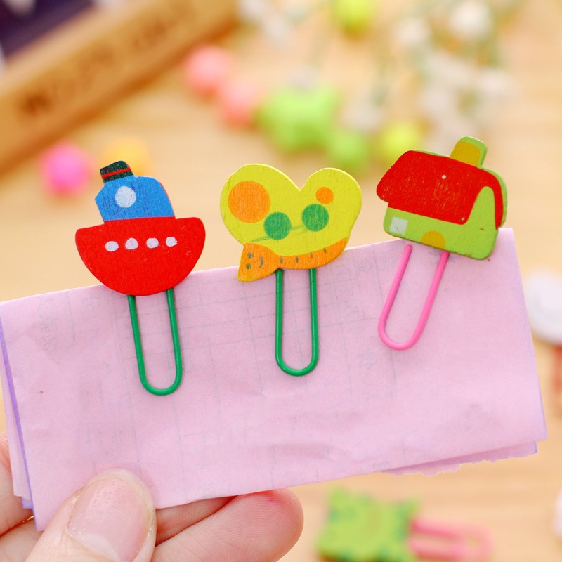 Animal Paper Clip Bookmark Set - Cute Wooden Page Markers (12-Piece)