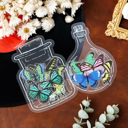 Glass Bottle Bookmark Stickers - Dried Flower PET Page Markers (20-Pack)