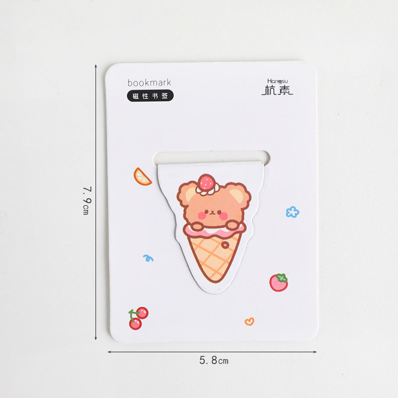 Cute Cartoon Magnetic Bookmark - Kawaii Animal Page Marker for Students
