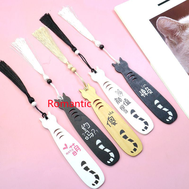 Cat Wooden Bookmark - Natural Wood Page Marker Gift for Book Lovers