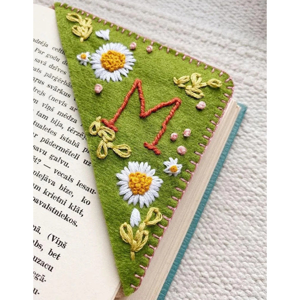Embroidered Corner Bookmark - Personalized Four Seasons Felt Page Marker A-Z